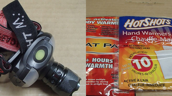 Extra Items: Head Lamp & Hand Warmers